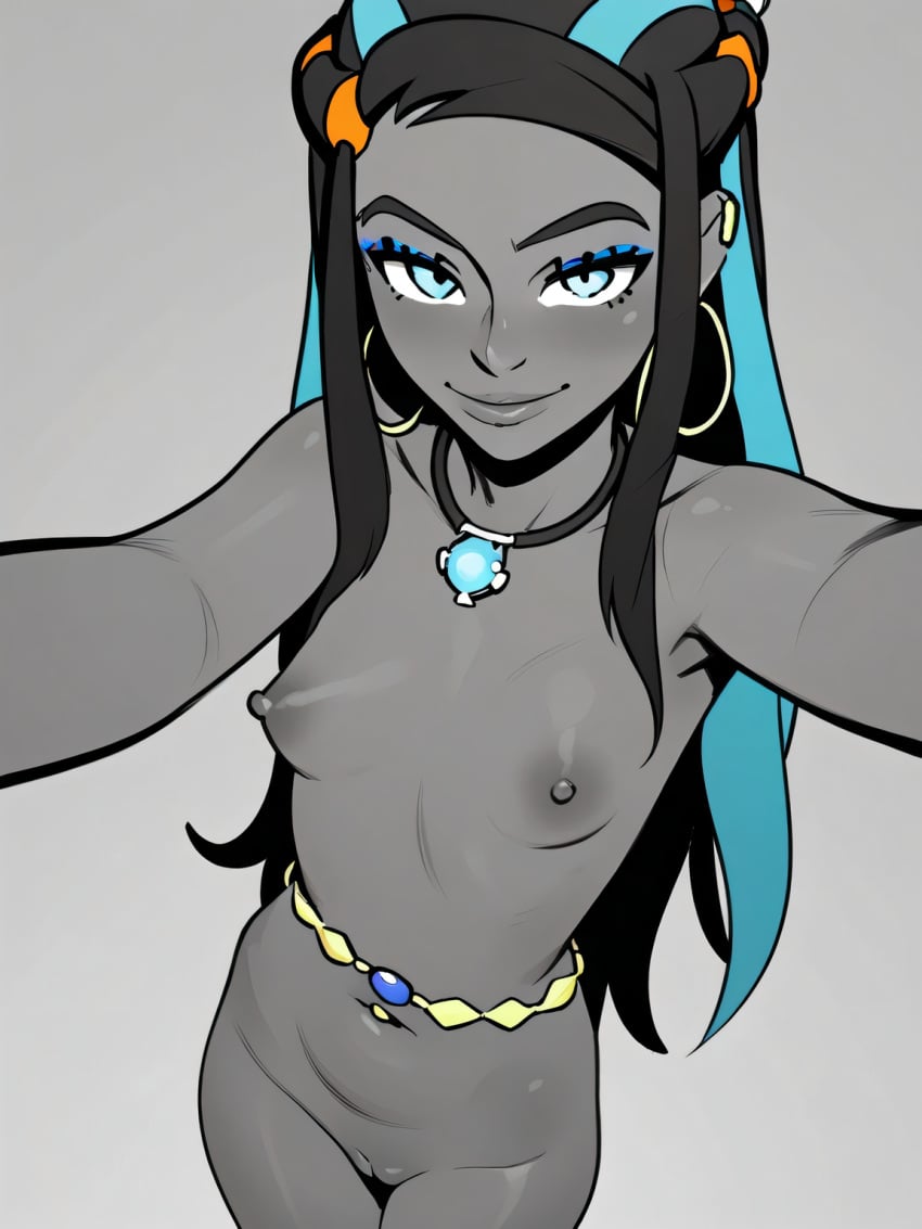 1girls ai_generated dark-skinned_female dark_skin high_angle high_resolution highres nessa_(pokemon) nipples nude nude_female pokemon pokemon_sm small_breasts solo tagme userisbad