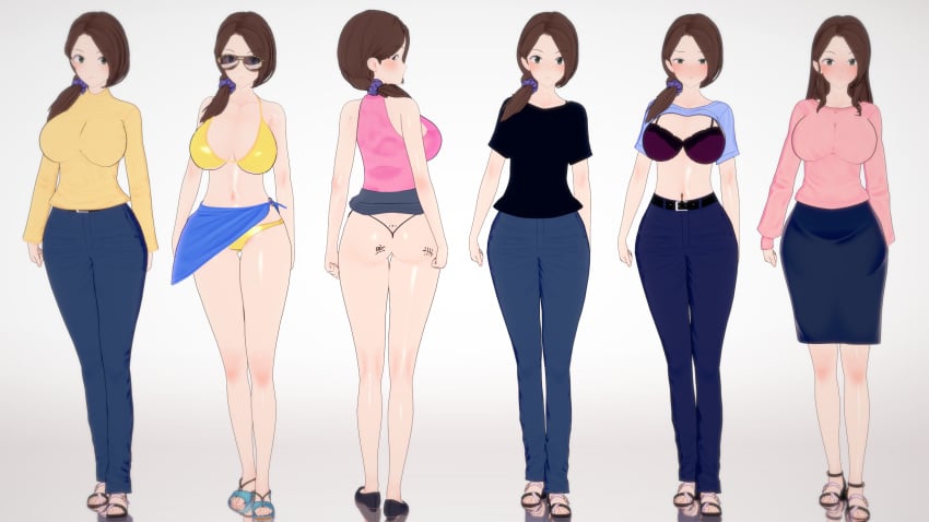 3d bikini body_writing koikatsu kokujin_no_tenkousei_ni_ane_o_ntr-ru mori_kaede_(terasu_mc) motherly_cuckold multiple_girls multiple_persona netorare overman