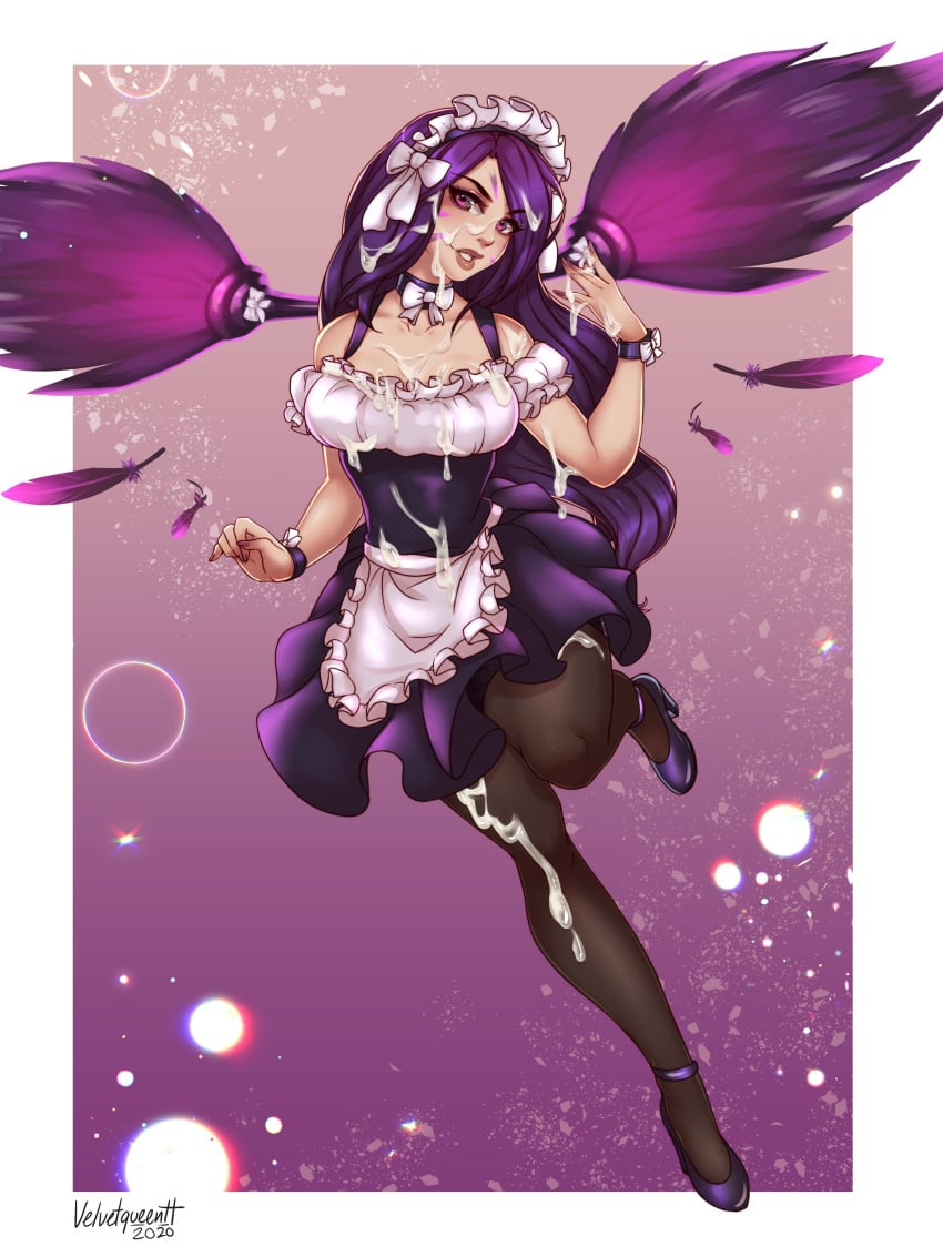 1girls cum female female_only kai'sa league_of_legends maid purple_eyes purple_hair riot_games velvetqueenh