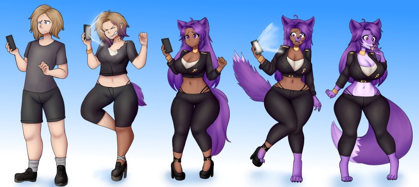 ass_expansion breast_expansion eye_color_change female female_fox flybeeth fox_girl gender_transformation hair_color_change hair_growth large_breasts lip_expansion mind_control mtf_transformation navel nipples skin_color_change species_transformation thick_thighs thigh_expansion transformation transformation_sequence wide_hips