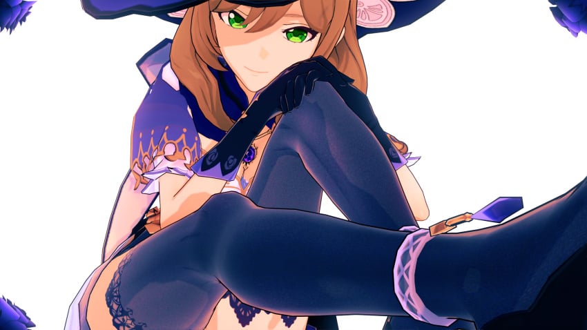 1girls ass female female_human genshin_impact heels human light-skinned_female lisa_(genshin_impact) mature_female posing solo stockings tagme thighs witch witch_hat yuukis