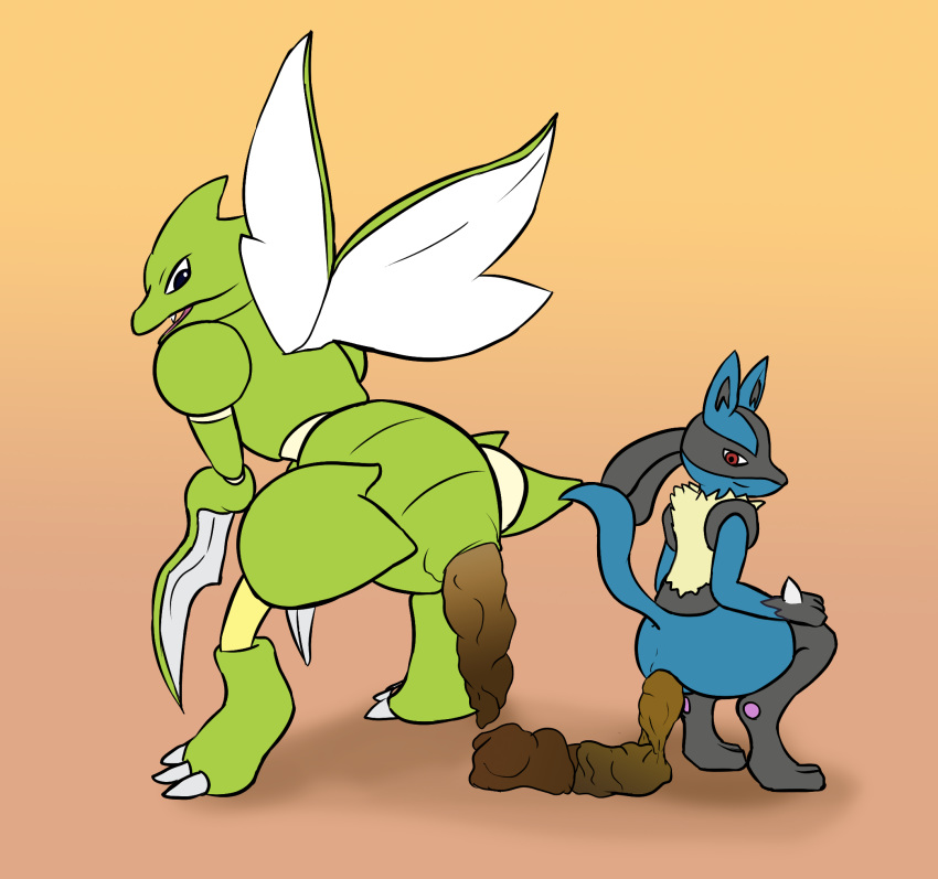 feces hi_res lordcuckness lucario nintendo pokemon pokemon_(species) scat scyther video_games