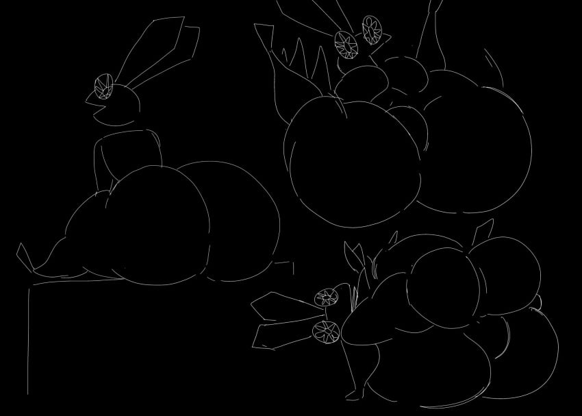 1girls big_butt black_and_white black_background lagomorph line_art rabbit redmoon83 tagme vib-ribbon vibri