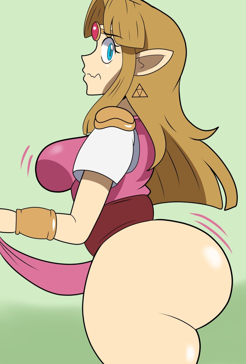 a_link_between_worlds ass big_ass big_breasts big_butt blonde_hair blush bottom_heavy bracers breasts bubble_butt dress_lift fat_ass female female_only gattai huge_ass looking_back nintendo princess princess_zelda shingattai super_smash_bros. super_smash_bros._ultimate the_legend_of_zelda thick_ass thick_thighs thong tiara zelda_(a_link_between_worlds)