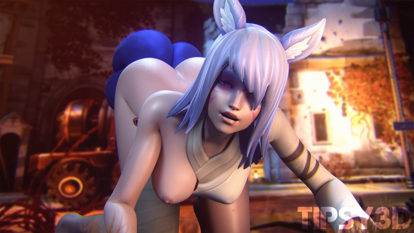 1girls 3d alternate_costume animal_ears asian ass ass_up bedroom_eyes blizzard_entertainment bottomless crawling cute d.va doggy_style egirl exposed_breasts eyelashes eyeliner facial_mark facial_markings female fringe jaytrup light_skin looking_at_viewer naughty_face overwatch pale_skin purple_eyes seductive_eyes seductive_look seductive_smile shin-ryeong_d.va skinny slim tipsy3d white_hair