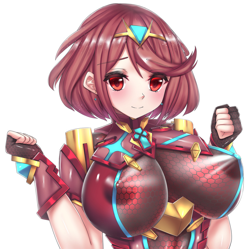 1girls areolae armor breasts erect_nipples erect_nipples_under_clothes female highres large_breasts looking_at_viewer neelize nintendo nipples nipples_visible_through_clothing pyra red_eyes red_hair see-through short_hair shoulder_armor smile solo upper_body xenoblade_(series) xenoblade_chronicles_2