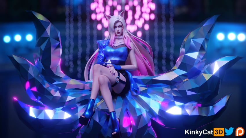 1girls 3d ahri female female_only fully_clothed k/da_ahri k/da_series kinkykatt3d league_of_legends pinup solo thick_thighs thighs