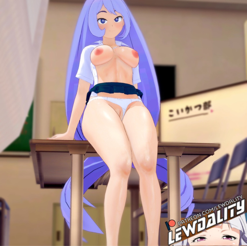 3d 3d_(artwork) big_ass big_breasts big_butt blue_eyes blue_hair breasts female female_only lewdality long_hair looking_at_viewer looking_down my_hero_academia nejire_hado panties panties_aside pussy pussy_juice school_uniform schoolgirl showing_off sitting skirt skirt_lift solo thick thick_ass thick_thighs thigh_gap thighs underwear upskirt vagina