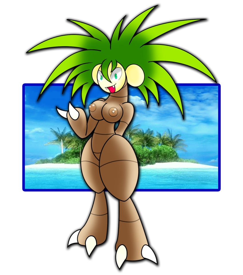 anthro breasts claws color exeggutor female female_only gb_of_bs open_mouth pokemon solo standing tagme