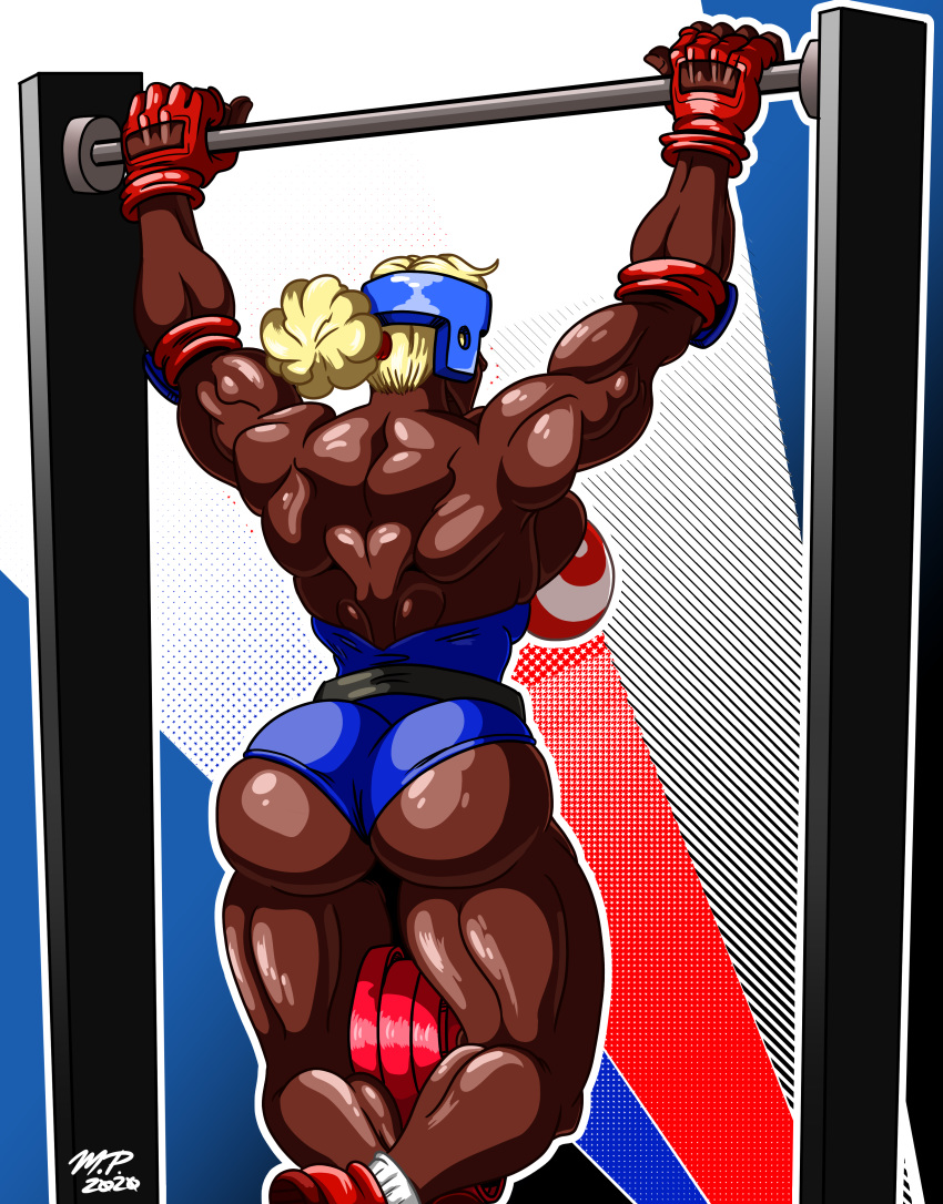 1girls 2020 american_flag dark-skinned_female dark_skin eek!_the_cat exercise female female_only flexing muscles muscular muscular_female platinum_(eek_the_cat) pull_up_bar pull_ups singlet solo that_dude_that_draws weightlifting workout wrestler