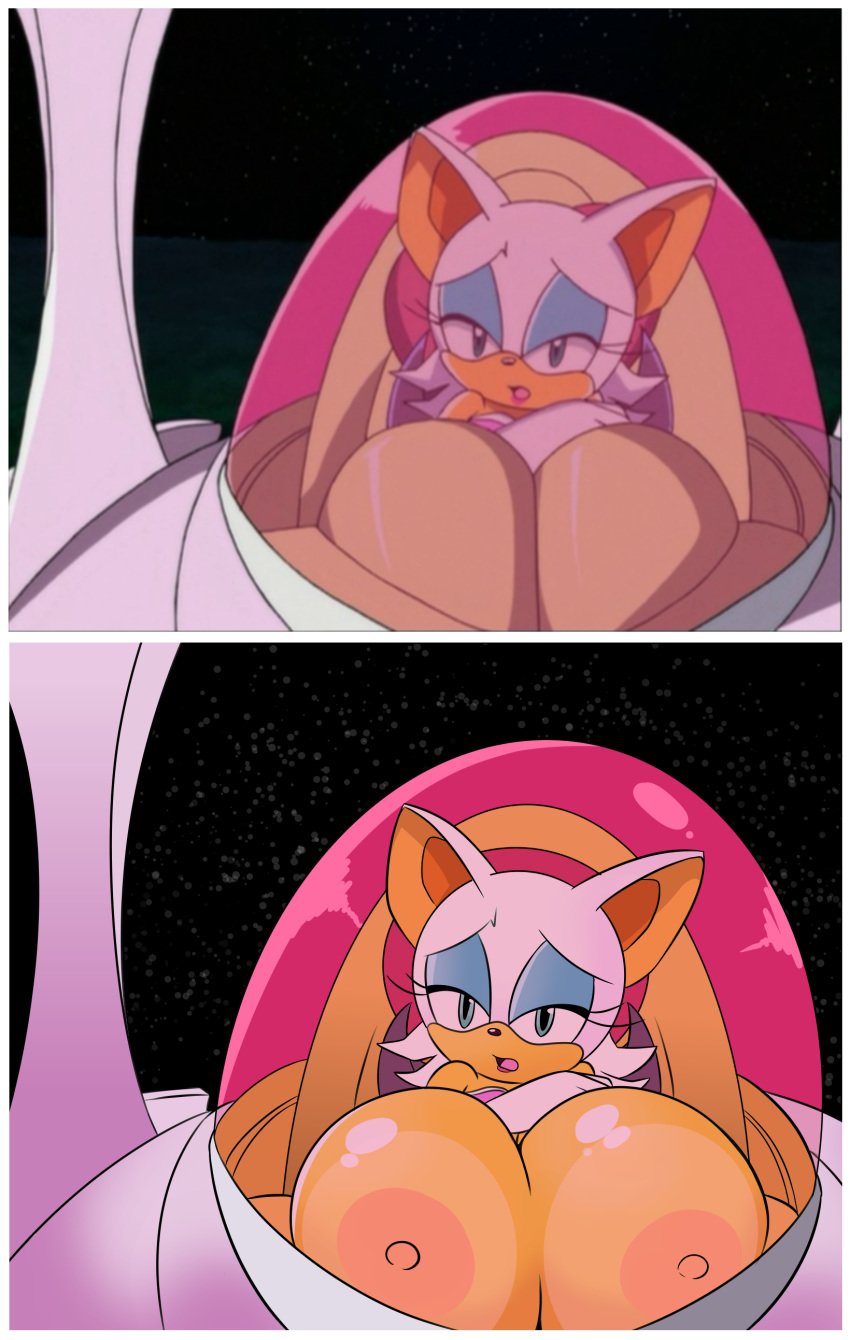 1girls bat breast_grab breast_squeeze cockpit female female_only games green_eyes huge_breasts makeup mr.casino nipples nude_female partially_clothed rouge_the_bat sad sonic_(series) sonic_x worried_expression