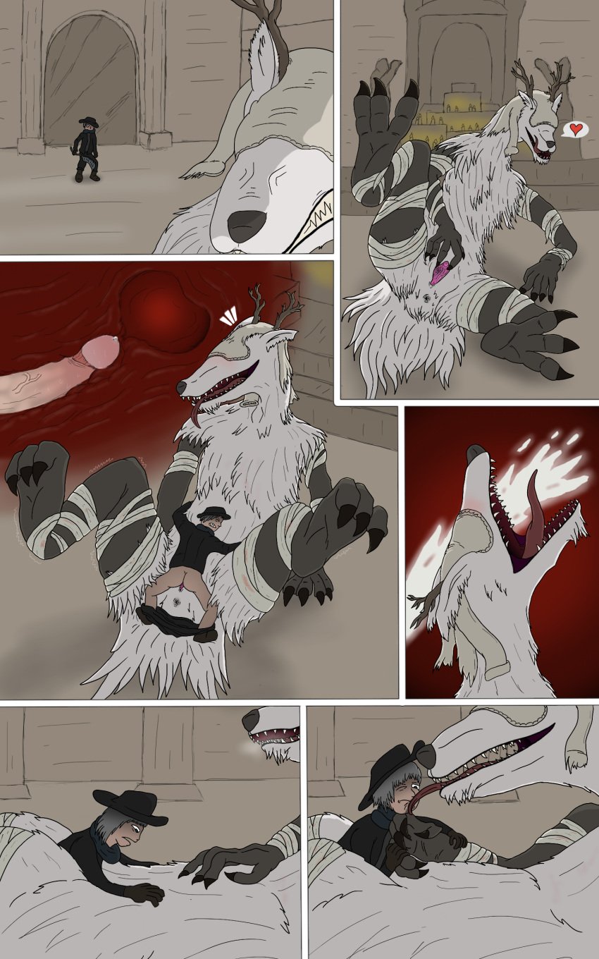 10:16 absurd_res anthro anthro_penetrated bandage beast_(bloodborne) blood_on_bandage bloodborne candle claws comic duo female fromsoftware genitals hi_res horn human human_on_anthro human_penetrating_anthro interspecies larger_female licking male mammal monster open_mouth penetration penis penis_in_pussy pussy self_lick size_difference smaller_male sony_corporation sony_interactive_entertainment straight strohdelfin teeth tongue tongue_out uterus vaginal_penetration vicar_amelia video_games weapon