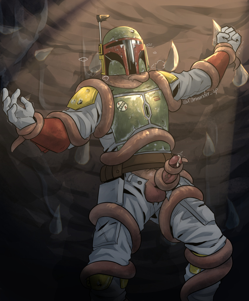 1boy armor boba_fett helmet male_only mandalorian mandalorian_armor restrained sarlacc star_wars tentacle tentacle_on_male tentaclejob