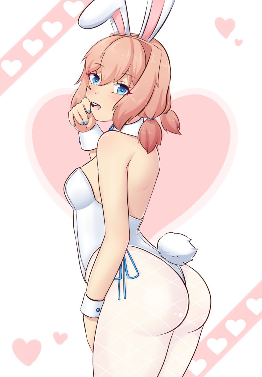 1girls armwear ass bare_back bare_shoulders big_ass big_butt blue_eyes blue_nails breasts bunny_ears bunny_girl bunny_tail bunnysuit curvy doki_doki_literature_club eye_contact fat_ass female female_focus female_only fingernails just_sayori large_ass light-skinned_female light_skin looking_at_viewer medium_hair nail_polish pink_hair pov pov_eye_contact raionart sayori_(doki_doki_literature_club) simple_background small_breasts smile smiling smiling_at_viewer solo solo_female solo_focus tagme thick_ass thick_thighs thighs tied_hair voluptuous