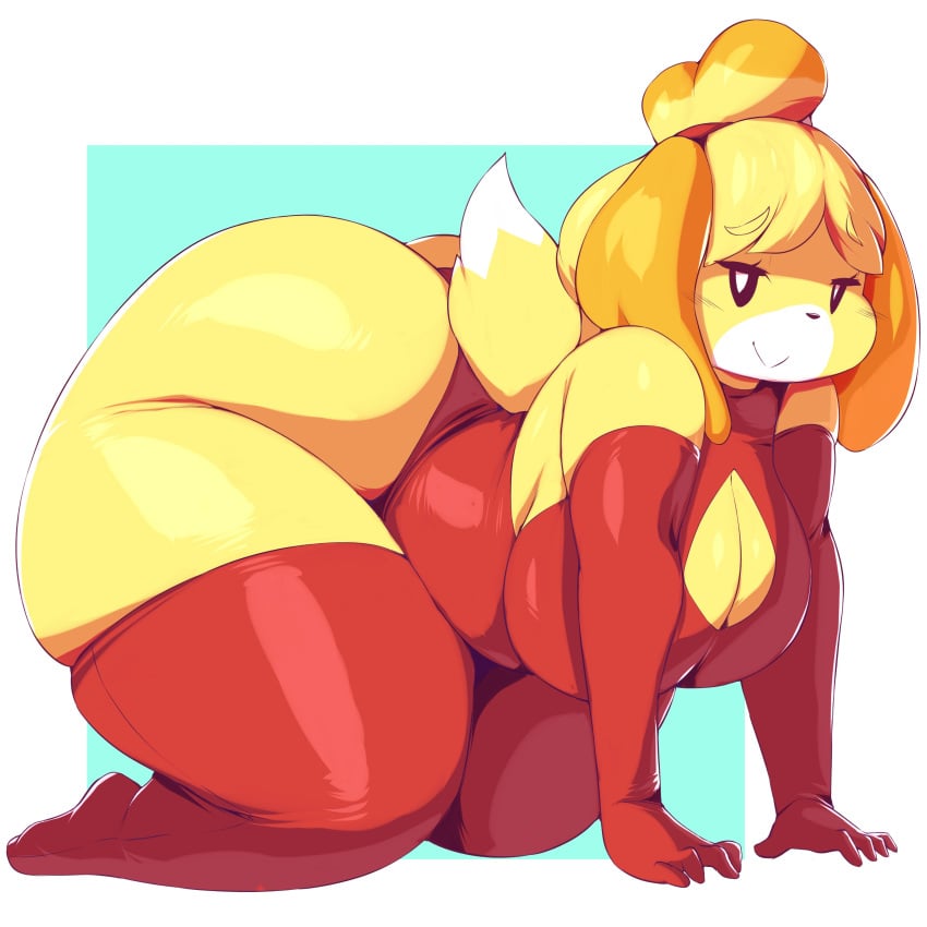 2018 all_fours animal_crossing anthro ass big_ass big_breasts big_butt bottom_heavy breasts bubble_butt candid canine canis cleavage curvaceous curvy curvy_body curvy_female curvy_figure domestic_dog fat_ass female female_focus female_only huge_ass huge_breasts huge_hips isabelle_(animal_crossing) large_ass large_breasts legwear looking_at_viewer massive_ass massive_butt nintendo on_all_fours shih_tzu solo tail thick_ass thick_legs thick_thighs thighhigh_boots thighs trinity-fate62 voluptuous wide_hips yellow_fur