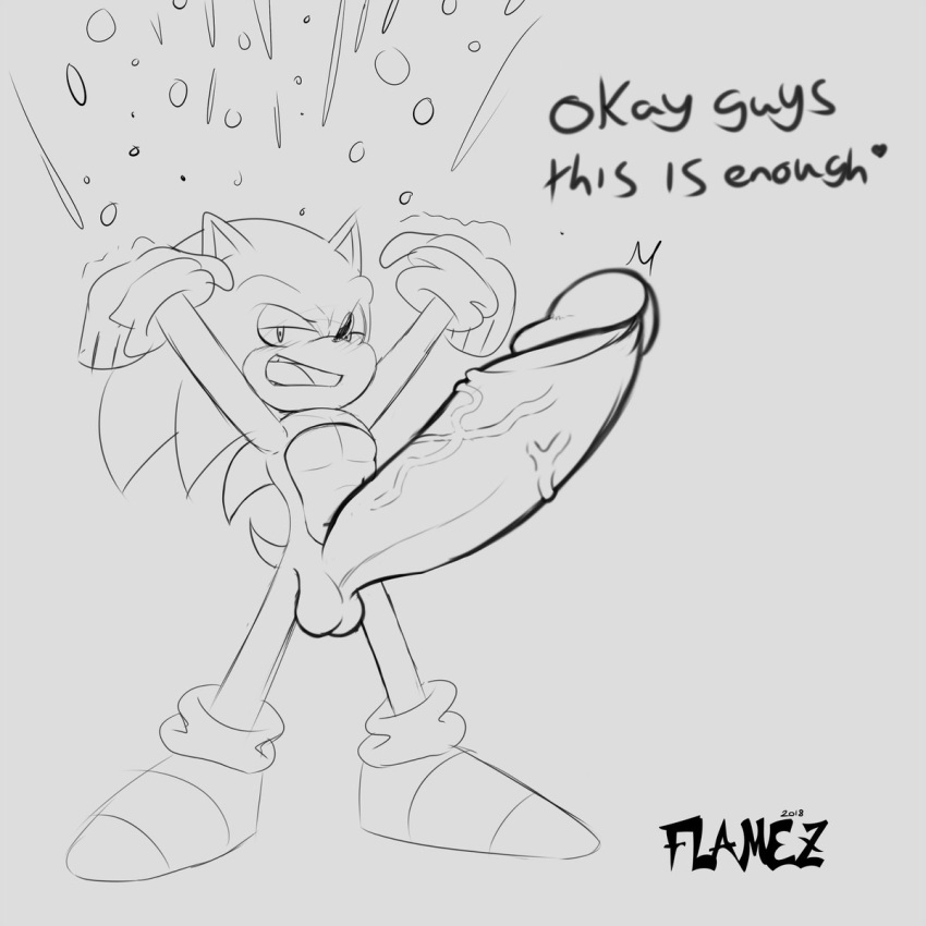 1:1 anthro balls big_penis dialogue erection expansion flamez genital_expansion genitals hi_res huge_cock hyper hyper_genitalia hyper_penis male male_only mobian_(species) monochrome penis penis_expansion sega sequence sketch solo sonic_(series) sonic_the_hedgehog sonic_the_hedgehog_(series)