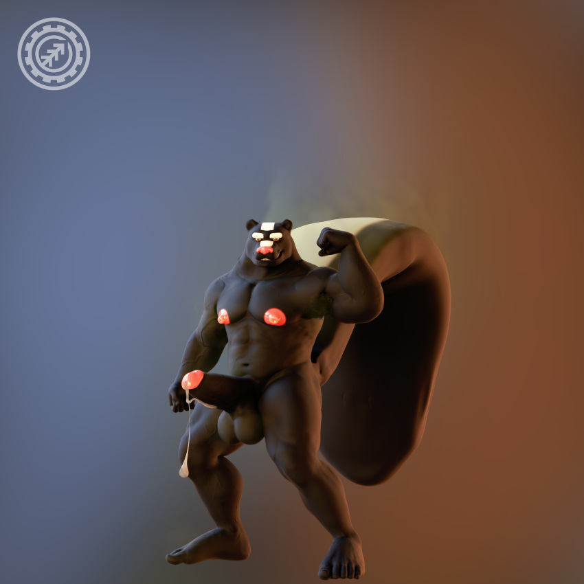 1:1 1boy 3d abs animal_humanoid anthro armpit_hair balls ballsack biceps big_balls big_penis black_fur blender_(software) body_fur body_hair cum cum_string erection fluffy_tail genitals glans grin hi_res humanoid_genitalia humanoid_penis logan_(skunk) looking_at_viewer male male_nipples male_only mammal mammal_humanoid mephitid mephitid_humanoid muscles muscular_male musk n0rdbara nude_male pecs penis pose presenting scrotum simple_background skunk skunk_humanoid skunk_tail smelly smelly_feet smile smooth_fur solo teeth testicles white_stripe