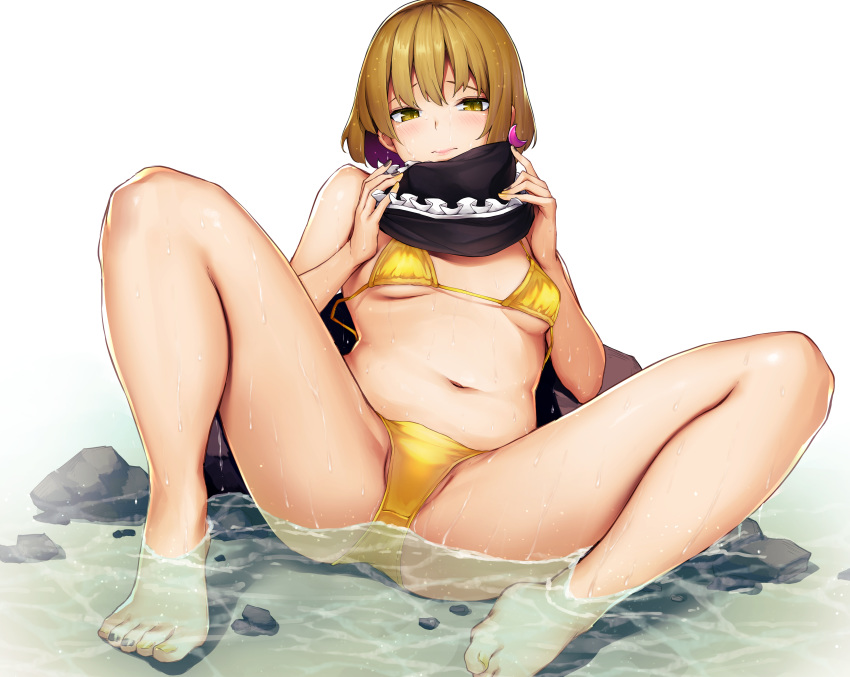 lunasa_prismriver ocean short_hair swimsuit sy4may0 touhou wet yellow_hair