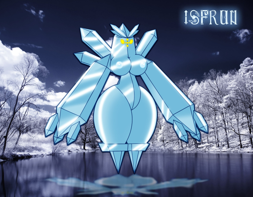 breasts color exposed_breasts female female_only floating front_view gb_of_bs outdoors pokemon regice solo water