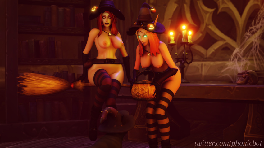 2020 3d 3d_(artwork) alliance_(warcraft) blizzard_entertainment blood_elf feline_familiar female hallow's_end halloween horde human pet_(warcraft) phonicbot warcraft world_of_warcraft