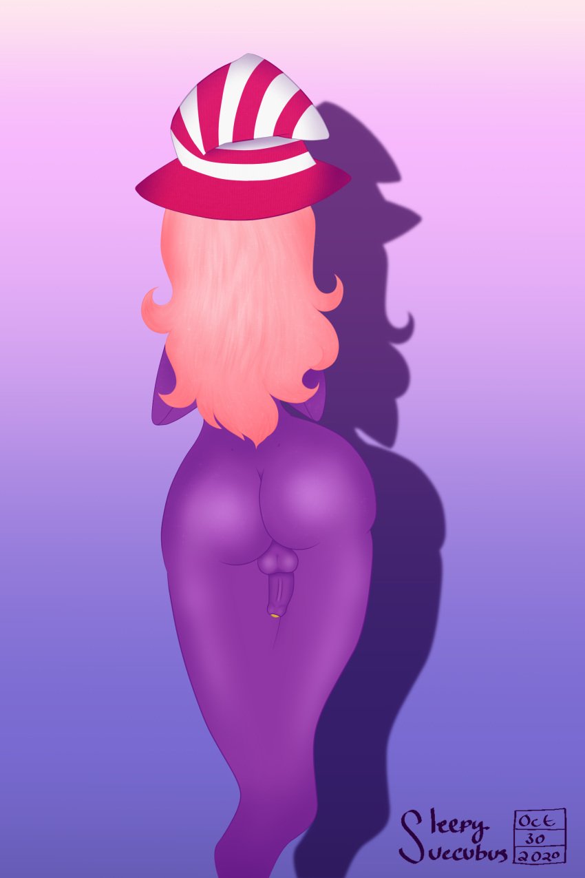 1futa 2020 2:3 absurd_res ass balls big_butt clothing curvaceous curvy_figure foreskin full-length_portrait futa_only futanari genitals gynomorph hair hat headgear headwear hi_res humanoid intersex long_hair mario_(series) nintendo paper_mario pattern_clothing pattern_hat pattern_headgear pattern_headwear penis pink_hair portrait purple_body purple_penis purple_skin rear_view shaded shadow shadow_siren signature sleepysuccubusstudios small_waist soft_shading solo solo_futa striped_clothing striped_hat striped_headgear striped_headwear stripes uncut video_games vivian_(paper_mario) voluptuous