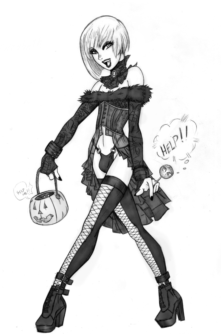 1boy androgynous anonymousfriend blonde_hair boy bulge femboy girly goth gothic hair halloween heel_boots heels human male male_only panties penis solo trap vampire