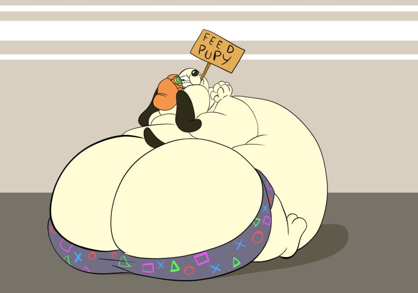 1boy anthro ass ass_cleavage beanie begging belly butt_crack canine dog_ears dog_tail english_text fat fat_ass furry hips hyper_ass hyper_butt large_ass large_butt male male_focus male_only mostly_nude oversized overweight overweight_male parappa parappa_the_rapper playstation pleading sign sitting_down stomach tbpnemo text thick_thighs thighs underwear wide_hips