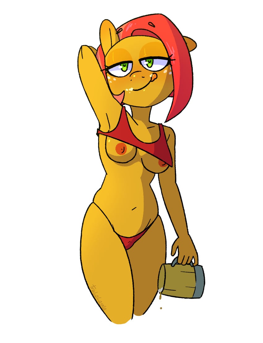 1girls babs_seed babs_seed_(mlp) belly breasts chubby chubby_female curvy curvy_female curvy_figure digital_art drunk filly furry hips my_little_pony my_little_pony_friendship_is_magic pony red_hair small_breasts solo tralalayla