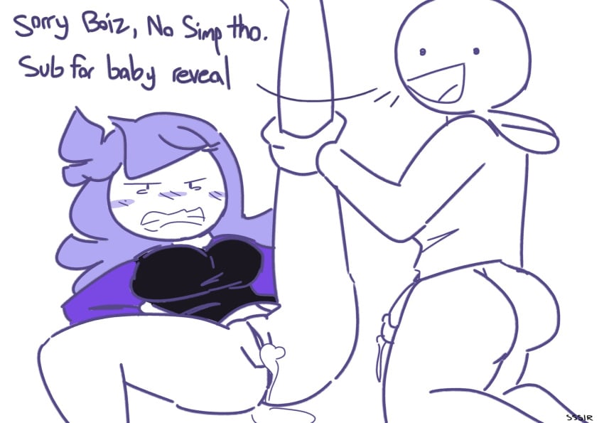 after_sex angry angry_face blush bottomless cum cum_drip cum_in_pussy cum_inside cumdrip dialogue implied_impregnation impregnation jaiden jaiden_animations jaidenanimations mob_face notslickboi penis pussy slobbyslapper sssir sssir8 youtube youtuber