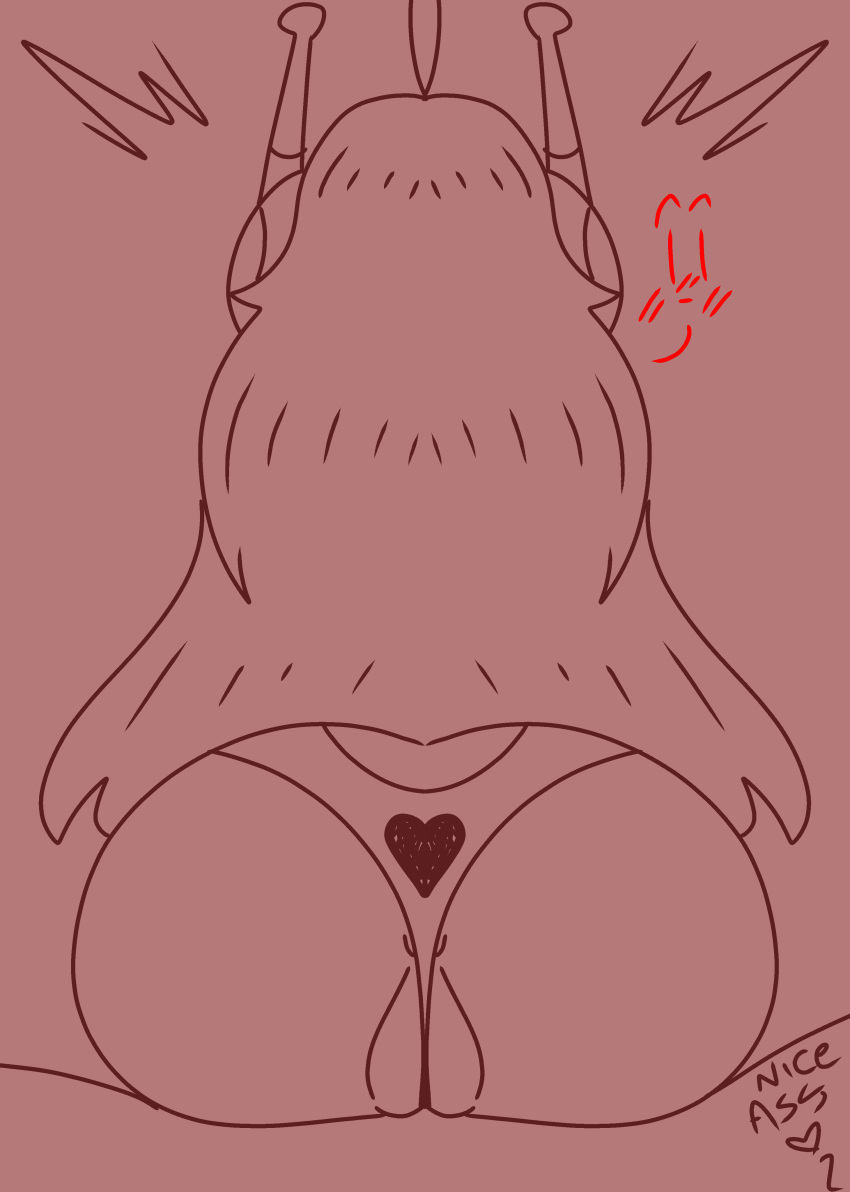 1girls ahoge antennae ass ass_focus big_ass bubble_ass bubble_butt enf female female_focus flustered lewdxt original_character panties pantyshot robot robot_girl robot_humanoid sketch thick_ass xt459