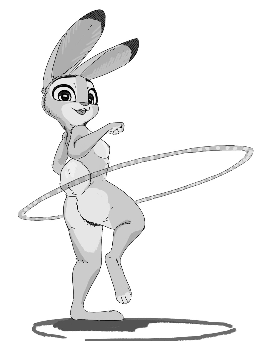 2020 3:4 absurd_res anthro ass breasts buckteeth dipstick_ears disney female fur genitals hi_res hula_hoop inktober inktober_2020 judy_hopps judyhopps44 lagomorph leporid mammal monochrome multicolored_ears nipples nude open_mouth open_smile pussy rabbit simple_background small_breasts smile solo teeth white_background zootopia