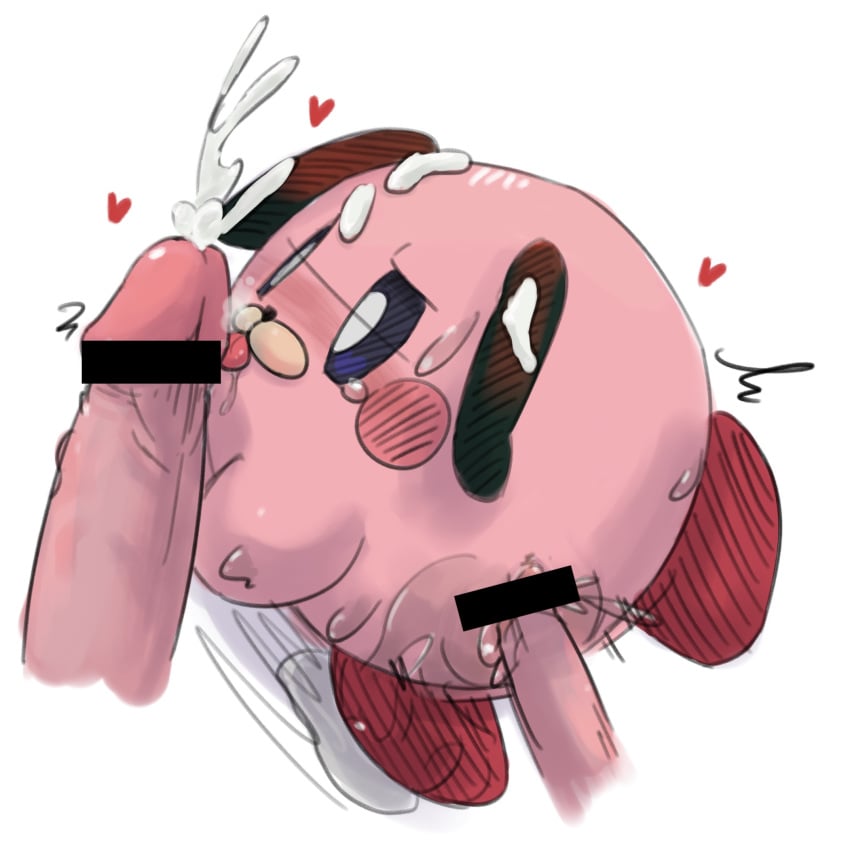 anthro blowjob blue_eyes blush canine censored cum cum_in_face cum_shot cute doggy duck_hunt duck_hunt_dog fellatio female kirby kirby_(series) love penis pussy super_smash_bros. super_smash_bros._ultimate