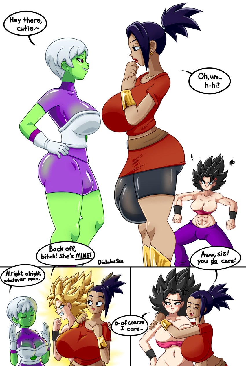 3futas alien_girl angry ass balls big_ass big_balls big_breasts big_bulge big_penis black_eyes black_hair bodysuit_bulge boots breasts bulge caulifla cheelai diabolussex dragon_ball dragon_ball_super female futanari green_skin heavy_balls huge_breasts huge_bulge humanoid kale large_balls large_breasts light-skinned_futanari light_skin long_hair pants_bulge penis_size_difference saiyan short_hair shorts_bulge small_ass small_bulge smaller_futanari spiky_hair stare storyman super_saiyan white_hair