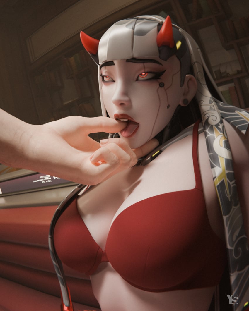 1boy 1boy1girl 1girls 3d 3d_(artwork) 3d_render absurd_res absurdres android android_girl arms belly blender blender3d blender_(software) blender_cycles blizzard_entertainment boobs bookshelf bra breasts cheeks cleavage cybernetic_face cyborg cyborg_girl ears eyelashes finger_in_mouth finger_sucking fingers fingers_in_mouth glowing_eyes high_quality high_resolution highres horns horns_girl image indoors inner_boob intimate_atmosphere large_breasts long_hair looking_at_partner makeup mechanical_parts nose omnic open_mouth overwatch overwatch_2 photo pinup red_bra red_eyes red_horns red_lips red_lipstick robot robot_girl saliva scarf shion_(overwatch) shoulders stomach teeth teeth_visible tits tongue tongue_out torso tummy uncensored video_game video_game_character video_games warm_lighting white_eyes white_hair youngiesed