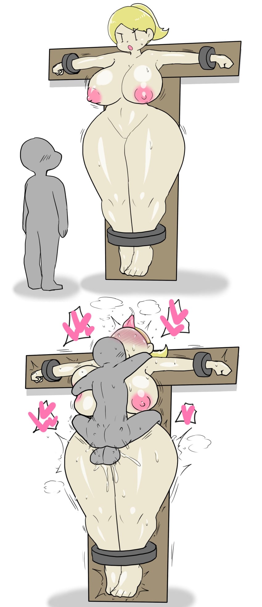 1girls 2d 2d_(artwork) ass blonde_female blonde_hair breasts crucified crucifixion enigi09 female female_focus large_ass large_breasts larger_female light-skinned_female light_skin nude nude_female original original_character penis pussy sex smaller_male spy spy-chan thick_thighs thighs white_background wide_hips yellow_hair