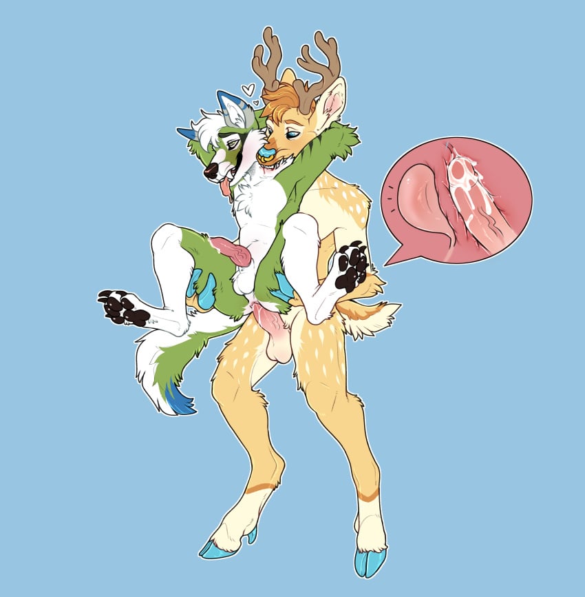 absurd_res anal anal_sex animal_genitalia animal_penis anthro antlers athletic balls bite bladder blood blush bodily_fluids canid canine canine_penis canis cervid cum cum_in_ass cum_inside cum_leaking cum_while_penetrated cumshot digital_media_(artwork) domestic_dog duo ejaculation erection facial_piercing full_bladder fur gay genital_fluids genitals hair hands-free heart hi_res hooves horn humanoid humanoid_genitalia husky internal kinksiyo knot looking_pleasured male male/male male_only male_penetrated male_penetrating mammal nordic_sled_dog nose_piercing nose_ring nude orgasm pawpads paws penetration penis piercing predator/prey prey_penetrating prey_penetrating_predator prostate rough_sex scut_tail sex shoulder_bite simple_background spitz spots spotted_body spotted_fur stand_and_carry_position standing standing_sex tongue tongue_out tyba yaoi zelenyy