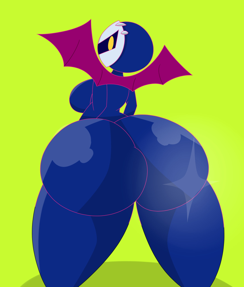 anthro anthrofied ass back big_ass big_breasts big_butt blue_body blue_skin breasts cyandrive98 fat_ass fat_butt female female_only huge_ass huge_butt kirby_(series) looking_at_viewer looking_back mask meta_knight naked nintendo nude nude_female overweight shoulder_armor slightly_chubby solo solo_female wings