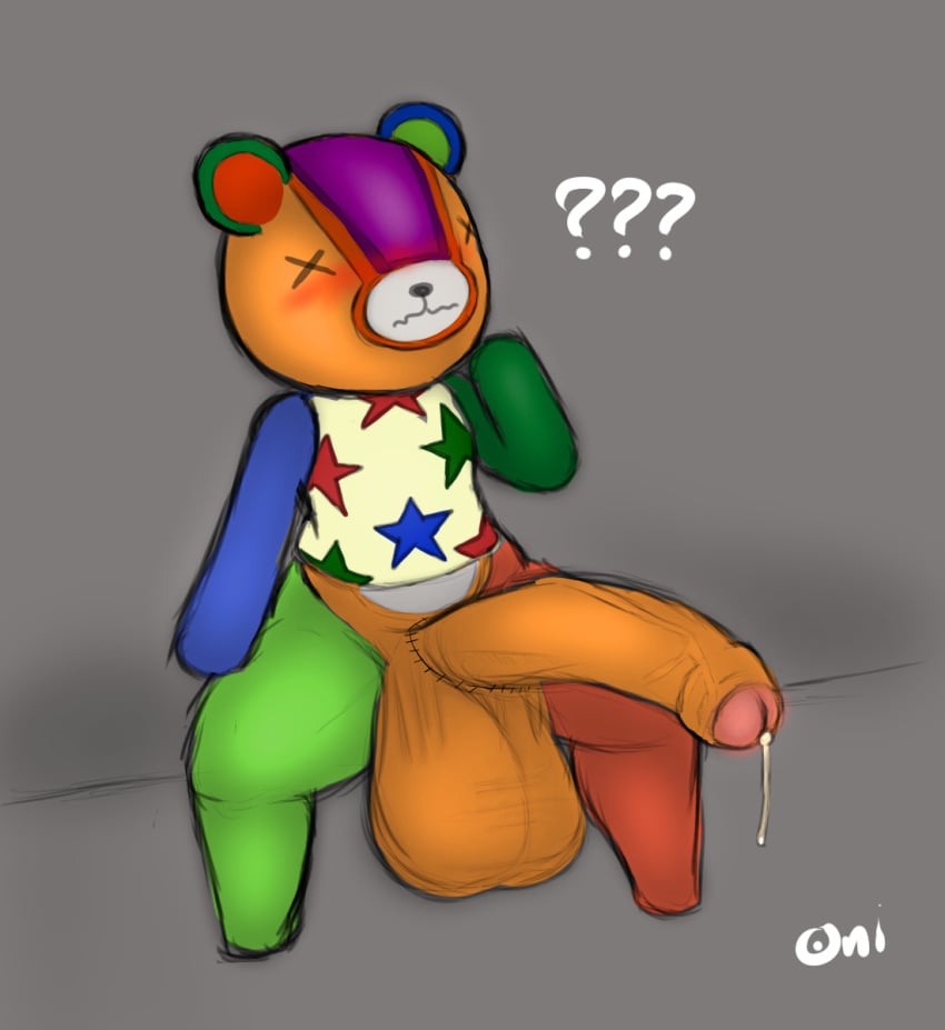 animal_crossing animal_crossing_new_horizons bear blush furry huge_balls huge_cock male_only nintendo oni_draws precum shortstack solo solo_male stitches_(animal_crossing) teddy_bear uncircumcised uncut