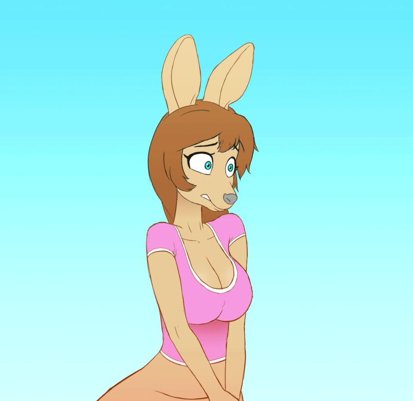 1girls animated anthro bendzz breast_expansion breasts female female_only furry kangaroo original original_character solo solo_female