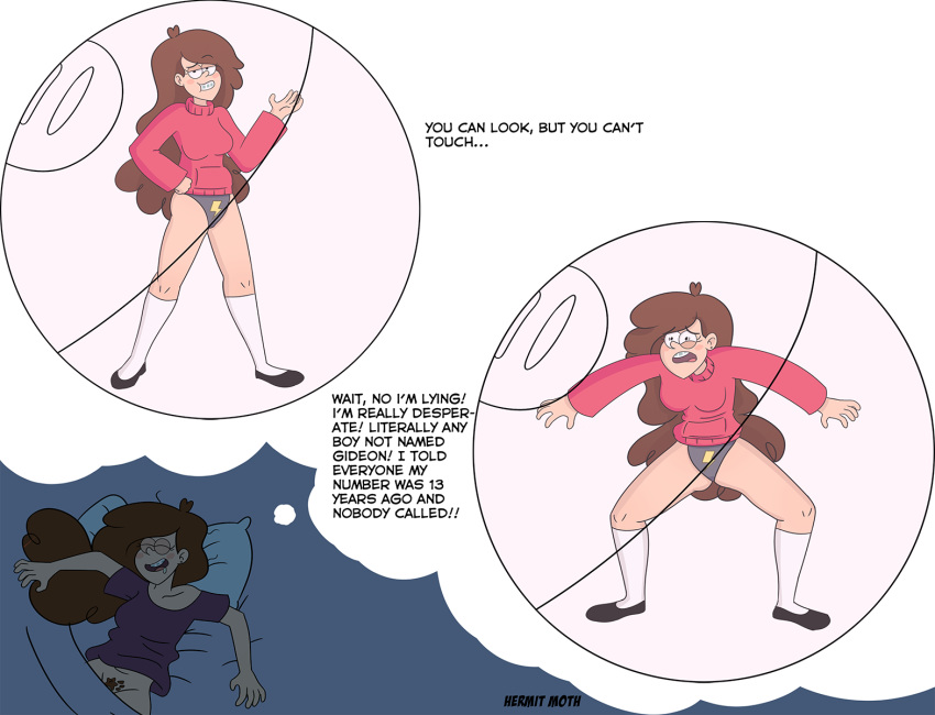 1girls 2020 artstyle_imitation braces breasts brown_hair closed_eyes clothing disney disney_channel english_text female female_only flats gravity_falls hamster_ball hermitmoth human human_only jacket long_hair mabel_pines panties pubic_hair shirt shoes sleeping socks solo straight_hair sweater text thighs very_long_hair white_background