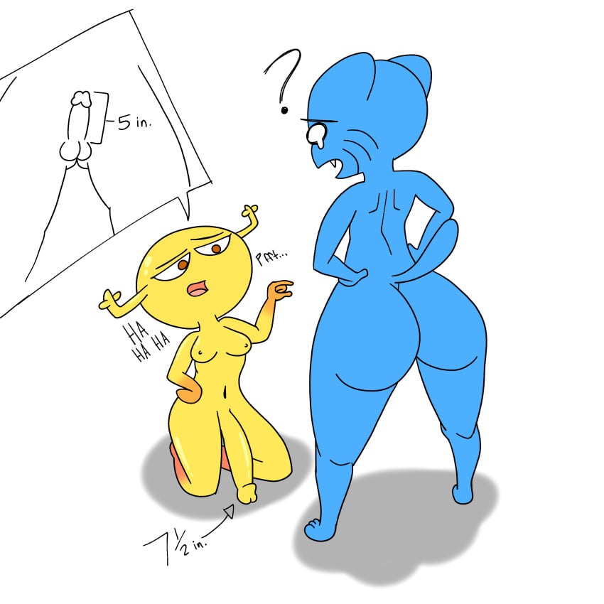 ? absurd_res alpha_channel anthro ass balls big_butt blue_body blue_fur breasts canon_couple cartoon_network dialogue domestic_cat duo english_text erection felid feline felis fur futa_is_bigger futanari genitals gumball_watterson gynomorph gynomorph/male hand_on_hip hi_res horn humanoid humiliation imobi intersex intersex/male kneeling laugh male mammal nipples nude open_mouth orange_eyes penis penis_shaming penis_size_comparison penis_size_difference penny_fitzgerald pinching_gesture shape_shifter simple_background small_penis_humiliation smile standing teeth text the_amazing_world_of_gumball tongue transparent_background yellow_body yellow_skin