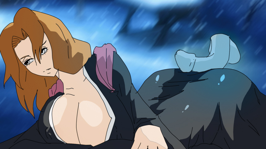 1girls ahe_gao animated bleach clothes disembodied_penis gif highres japanese_clothes matsumoto_rangiku tagme venno