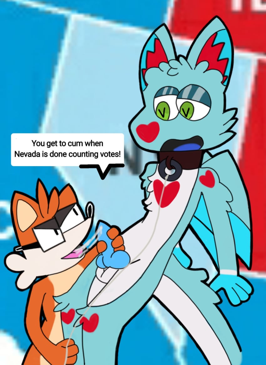 2boys angel_dragon anthro big_pp_man blue_body blue_fur canid canine collar cum_leaking denial dragon duo dutch_angel_dragon edging election erection fellatio fivey_fox fox fur gay gay_sex genitals green_eyes hart_the_dutchie heart_marking hi_res humor knot leash leash_pull male male/male male_on_male male_only mammal meme open_mouth oral orange_body orange_fur orgasm_denial penile penis political_cartoon politics red_body red_fur sex topless uncensored white_body white_fur wings yaoi