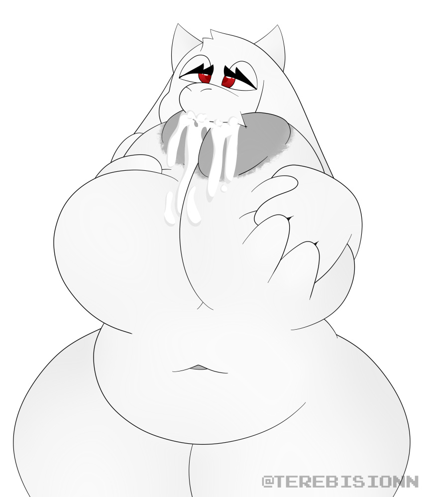 anthro areolae ass breast_grab breast_squeeze breast_sucking breasts chubby chubby_female female female_focus female_only furry goat grabbing_breasts half-closed_eyes horns lactation large_ass large_breast large_butt milf milk milking mother nude red_eyes terebision thick_thighs thighs toriel undertale white_fur