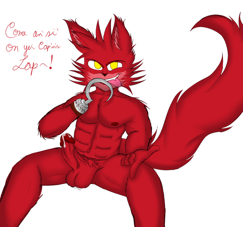 1boy 5_fingers abs anthro balls bedroom_eyes biceps bodily_fluids canid canine fingers five_nights_at_freddy's fluffy fluffy_tail fox foxy_(fnaf) fur genital_fluids genitals hi_res hook hook_hand invisible_chair jflare205 male male_focus male_only mammal muscular muscular_anthro muscular_male narrowed_eyes nipples pecs penis photo precum precum_drip red_balls red_body red_fur red_nipples red_penis seductive simple_background sitting solo solo_male taker_pov thick_thighs tongue tongue_out vein veiny_penis video_games white_background yellow_eyes