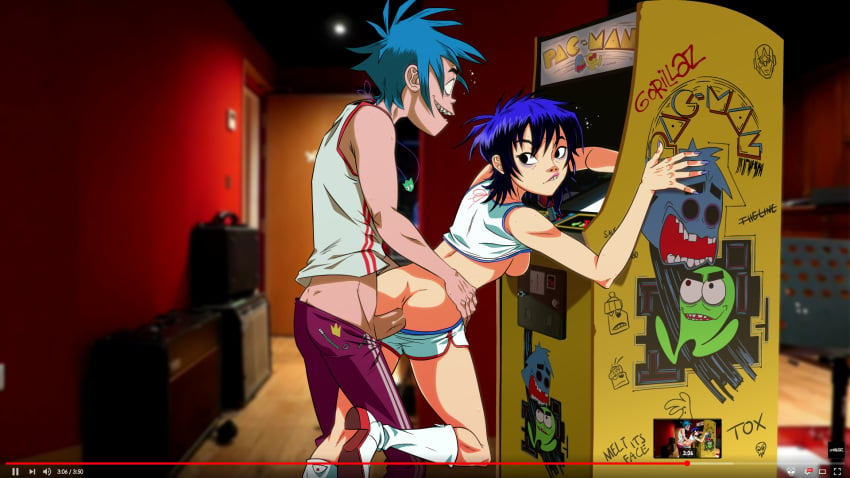 17:10 2d_(gorillaz) 2d_(pac-man) anal anal_sex arcade_machine asian athletic athletic_shorts basketball_jersey basketball_shorts basketball_uniform black_hair blue_hair clothing dolphin_shorts electronics emo female footwear gorillaz hip_grab human jersey looking_back male noodle_(gorillaz) noodle_(pac-man) pac-man pale_skin penetration public_sex sex short_blue_hair short_hair short_hair_female short_hair_male shorts small_ass sports_uniform sportswear style_parody tight_anal uniform violet_hair zone