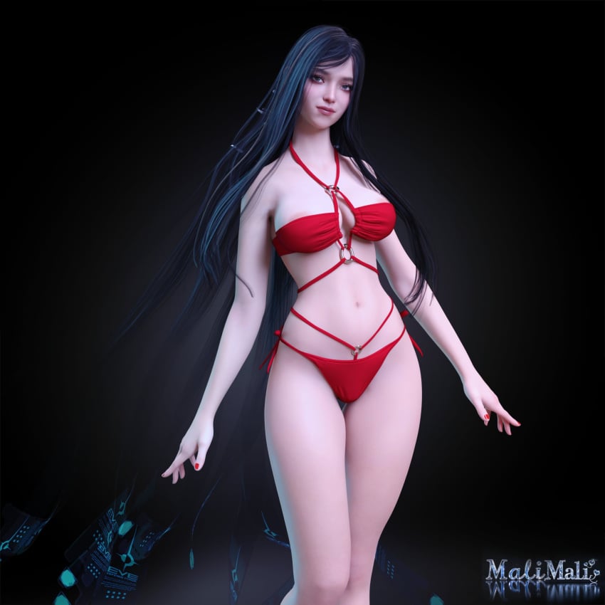1girls 3d big_breasts bikini black_hair blue_eyes breasts busty exposed_breasts female female_focus female_only hourglass_figure long_hair malimali navel raven_(stellar_blade) stellar_blade tagme very_long_hair wide_hips