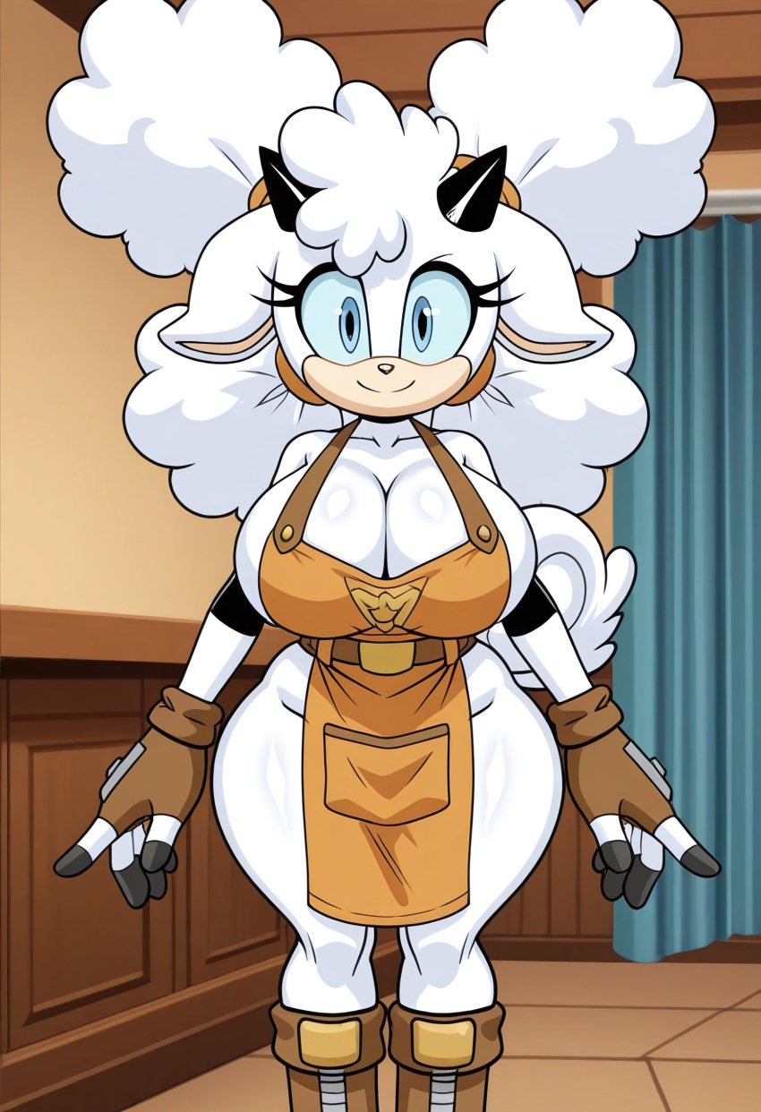 1girls 2d ai_generated anthro big_breasts black_bra boobs_bigger_than_head breasts breasts_bigger_than_head brown_shirt cleavage female furry huge_breasts idw_comics idw_publishing lanolin_the_sheep massive_breasts mobian mobian_(species) mobian_sheep s sega sheep sonic_(series) sonic_the_hedgehog_(comics) sonic_the_hedgehog_(idw) sonic_the_hedgehog_(series) white_skin