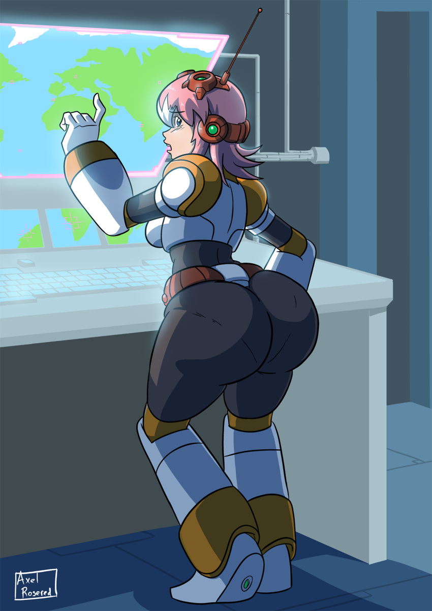 annoyed armor axel-rosered big_ass big_butt bodysuit bottom_heavy butt huge_butt mega_man mega_man_x nana_(mega_man) pantylines rockman wide_hips