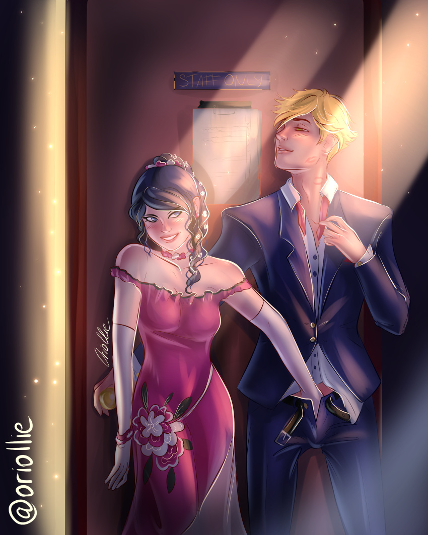 1boy adrien_agreste male marinette_cheng marinette_dupain-cheng miraculous_ladybug oriollie